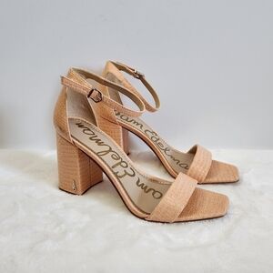 SAM Edelman Daniella Yaro Peach Alligator Crocodile Open Toe Sandal Size 8.5